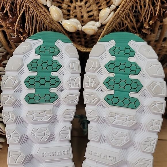 Hoka One One Womens 5.5 Conquest 2  Running Gym Shoe Acid Green Aqua Sneakers - Picture 6 of 13